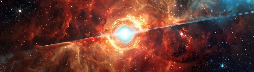 Obraz premium A stunning cosmic scene showcasing vibrant colors and celestial phenomena in the vast universe, perfect for space enthusiasts.