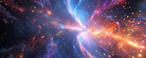 A vibrant cosmic scene showcasing the beauty of space with colorful nebulae and swirling stardust creating a sense of wonder.