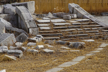 The ruins of Xiqiqu Site in Old Summer Palace Western Tower Scenic Area.