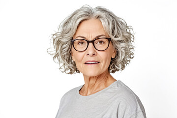 Obraz premium Portrait of a Senior Woman with Grey Hair and Glasses