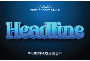 Headline 3D Editable Text Effect Style, vector headline 3d font text effect