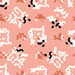 Simple glitch geometric seamless abstract pattern with playful woven summer color. Bright whimsical gender neutral bold irregular shape textile Cotton effect background. 