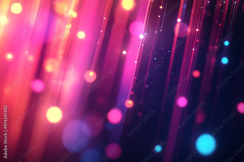 Poster glowy dots and lines create a digital landscape on a dark backdrop, symbolizing data flow.