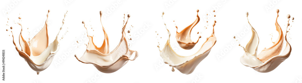 Aufkleber dynamic liquid splashes create intricate patterns against a white background, showcasing the fascina