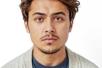 Fototapeta premium Close-up portrait of a young man with a serious expression
