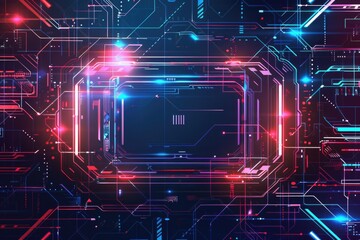 Obraz premium A computer circuit board surrounded by a neon frame