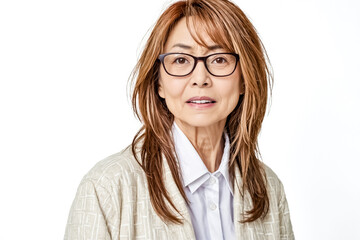 Obraz premium Confident Senior Woman in Glasses Looking at the Camera