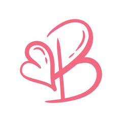 Letter B heart logo icon design template elements