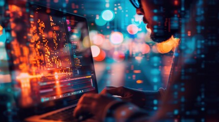 A person engrossed in a computer game, the screen glowing with vibrant colors and digital effects.  The image evokes passion, focus, and the immersive world of gaming.