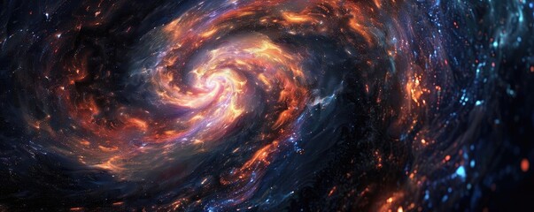 Explore the mesmerizing beauty of a colorful cosmic galaxy swirling through the universe, filled with stars and nebulas.