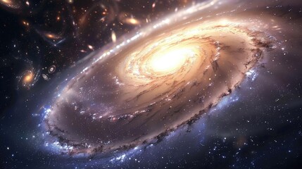 Obraz premium A stunning view of a swirling galaxy, showcasing vibrant colors and intricate details of cosmic art in deep space.