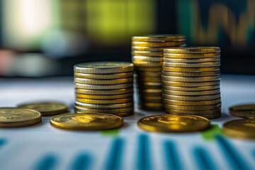 A sapling grow from a pile of coins, Growth money of investment planning.