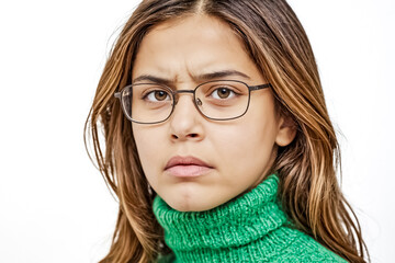Obraz premium Portrait of a Young Woman with Glasses and a Green Sweater
