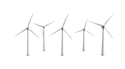 Wind turbines on transparent background
