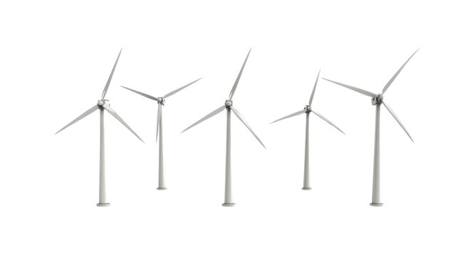 Wind turbines on transparent background