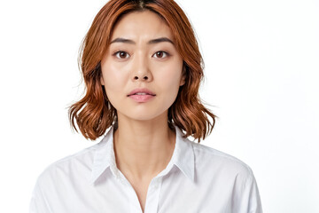 Close Up Portrait of a Young Woman with a Serious Expression