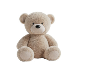 Adorable fluffy teddy bear sitting against a transparent background. Perfect for themes of childhood, comfort, and innocence.