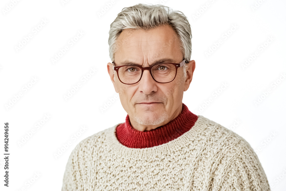 Canvas Prints Serious Mature Man With Grey Hair and Glasses