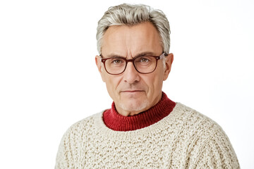 Obraz premium Serious Mature Man With Grey Hair and Glasses