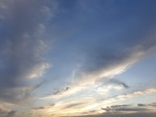 Obraz premium Beautiful natural blue sky with ckouds. Deep sky with white and black clouds.