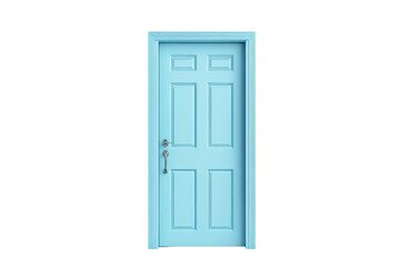 Bright blue door isolated on transparent background. representing a welcoming entrance, security, and home decor design.