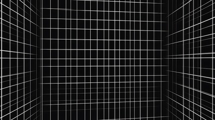 Grid Design: Seamless Vector Pattern of White Grids on Black Background