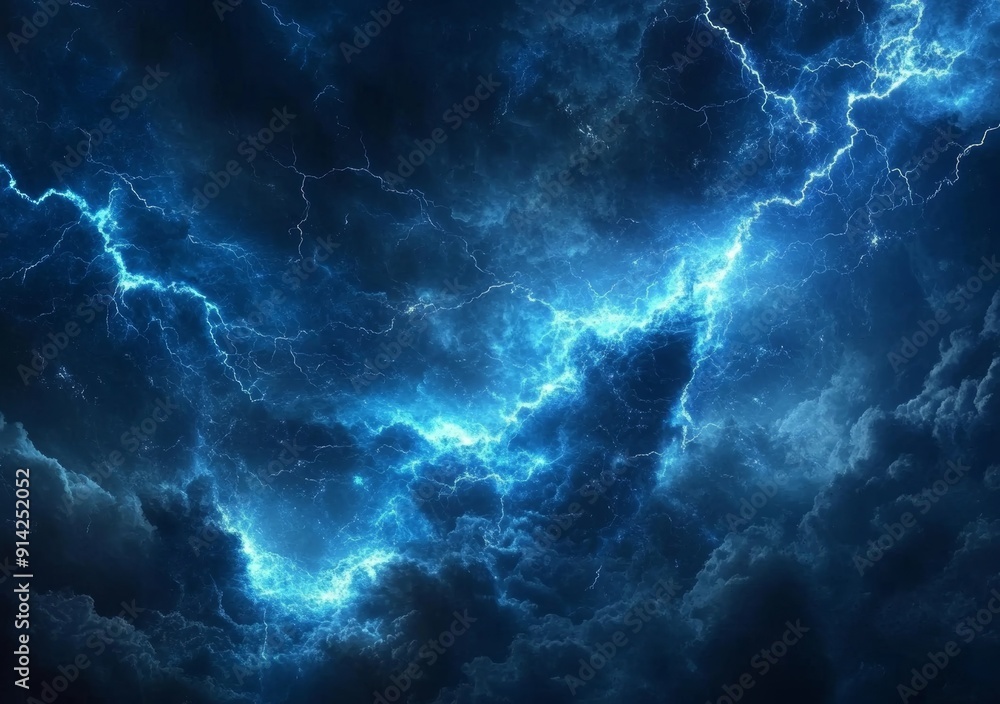 Aufkleber an abstract background of blue fractal lightning