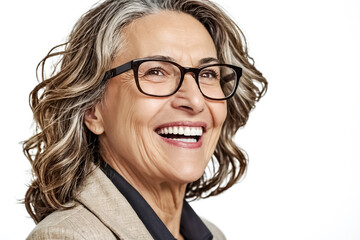 Fototapeta premium Portrait of a smiling woman with glasses