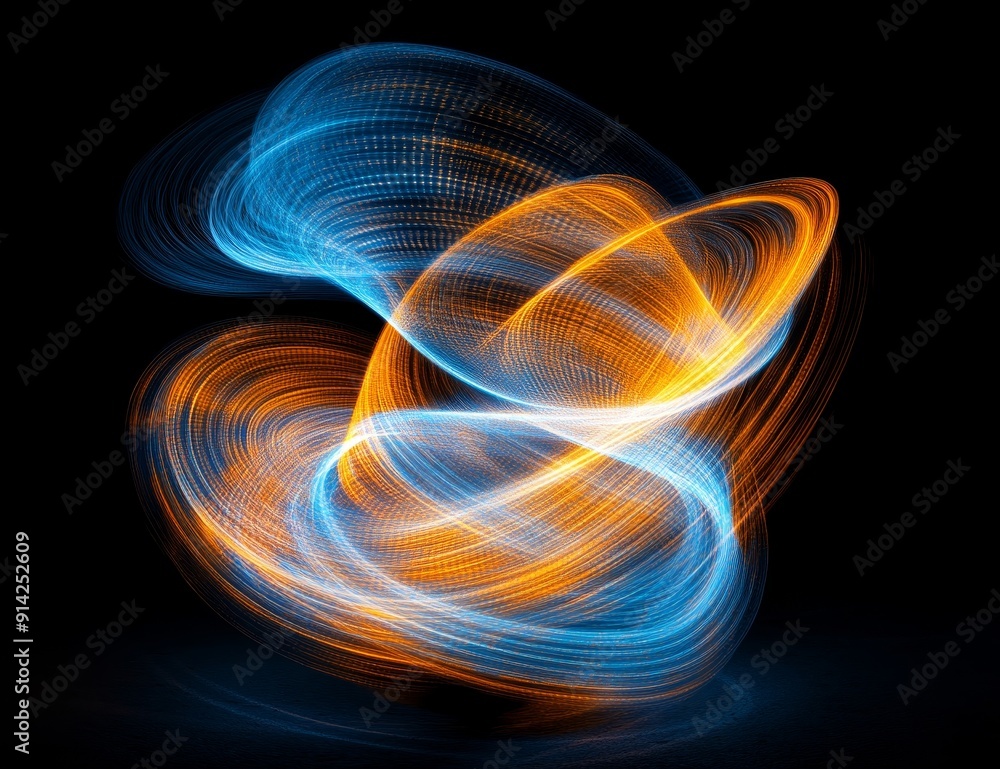 Poster luminous sci-fi light effect. circular lens flare. abstract rotational lines. shining neon lights co