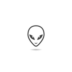 Extraterrestrial alien face or head icon with shadow