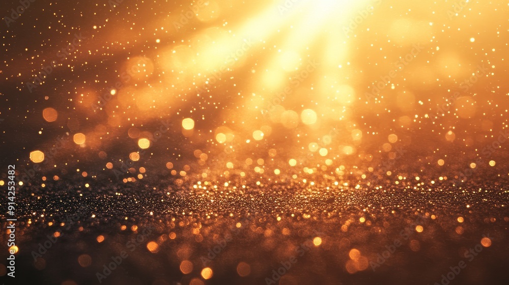 Aufkleber There are dark brown backgrounds with digital signatures with shiny particles and curtains with deep depths. The particles are golden light lines.