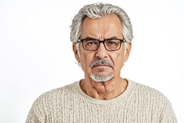 Portrait of a serious senior man with a mustache