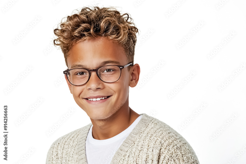 Poster Portrait of a smiling young boy wearing glasses