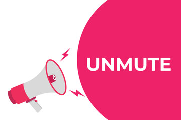 unmute button, banner, label, template for website. unmute text with colorful megaphone icon
