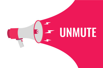 unmute button, banner, label, template for website. unmute text with colorful megaphone icon
