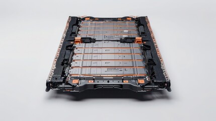 Cross-section of an electric car battery with all its components