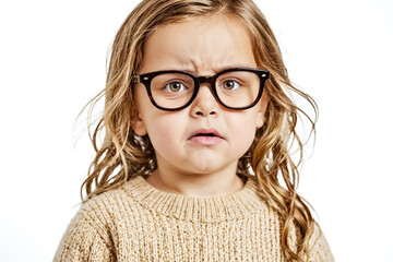 Obraz premium Portrait of a Young Girl with a Serious Expression