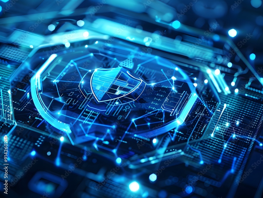 Aufkleber futuristic digital shield representing cybersecurity technology, data protection, and secure informa