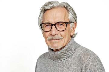 Obraz premium Portrait of a Smiling Senior Man with Grey Hair and Glasses