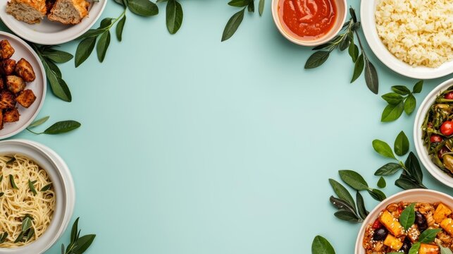Community potluck, table with various dishes