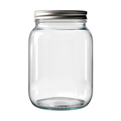 empty glass jar isolated on transparent background cutout