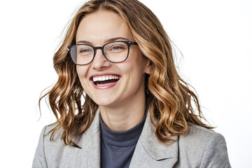 Obraz premium Portrait of a smiling woman with glasses