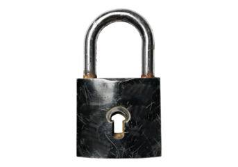 Old metal lock isolated on transparent background. Transparent PNG.