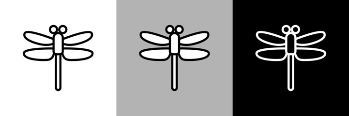 シンプルな線画のトンボのベクターアイコン