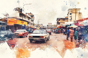 Watercolor cityscape © Charis