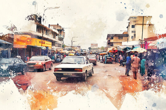 Watercolor cityscape