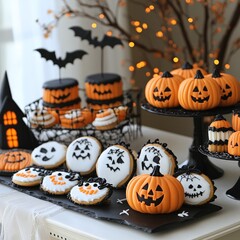 Halloween Gingerbread Cookies Festive Setup