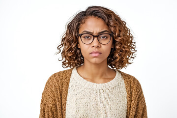 Obraz premium Young woman with a serious expression