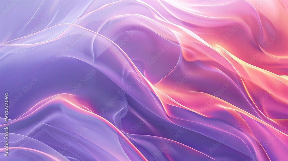 Poster a vibrant abstract background with flowing waves of purple and pink hues, creating a sense of moveme