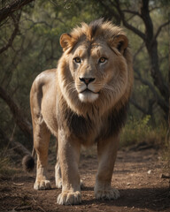 Fototapeta premium Majestic Lion in Forest